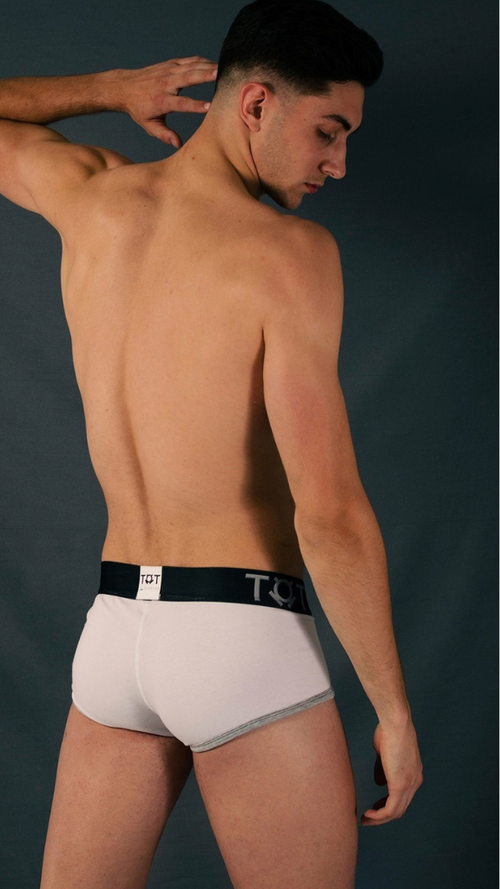 Bóxer Mini Algodón Blanco Con Gris Hombre